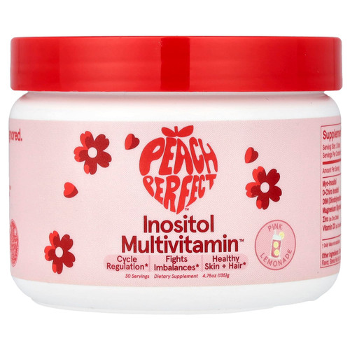 Peach Perfect Inositol Powder Multivitamin, Pink Lemonade Flavor – 4g Myo & D-Chiro Inositol, DIM, Zinc, Magnesium Glycinate, Vitamin D3 – Supports Women’s Health, Cycle, Energy, 30 SVG