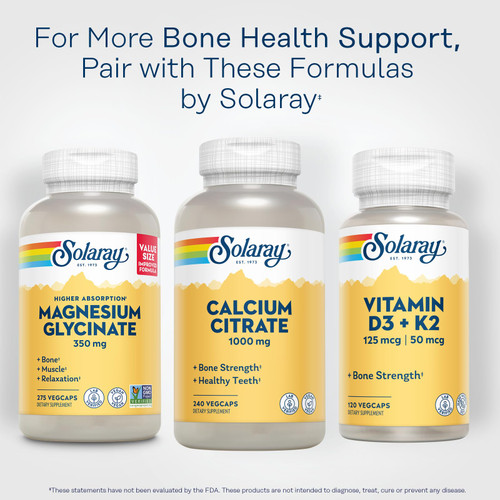 Solaray Calcium Citrate 1000mg - Chelated Calcium Supplement - Supports Bone Strength and Healthy Teeth - Easy to Digest - Vegan - 60 Servings, 240 VegCaps