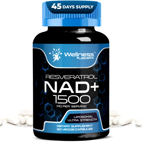 WELLNESS LABSRX Liposomal NAD Supplement, 1500mg - USA Made, NAD Resveratrol Supplement for Women and Men, NAD+ Support Cellular Health, Energy & Anti Aging - 90 Count
