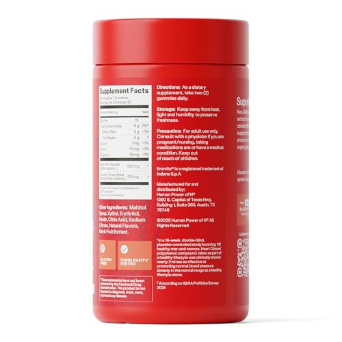 Humann SuperBeets Heart Gummies - Beet Gummy with Heart-Healthy Energy Support, Grape Seed Extract & Beetroot Powder, Zero Sugar - Strawberry Flavor, 120 Count