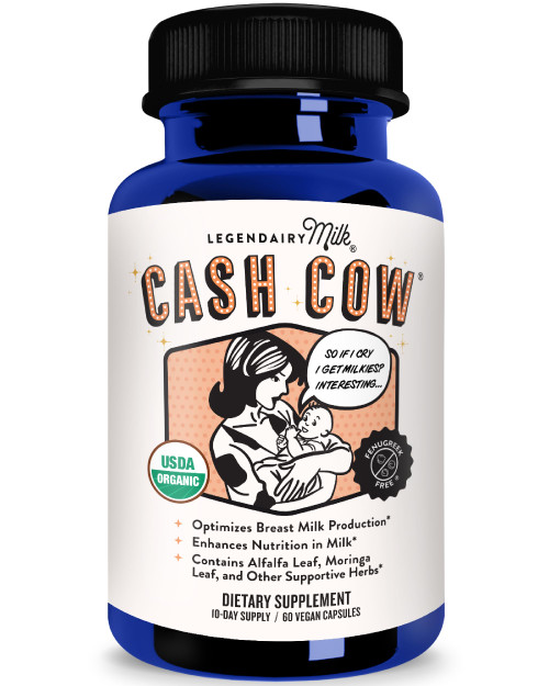 Legendairy Milk Cash Cow Lactation Supplement, Moringa, Alfalfa, and Goat's Rue Breastfeeding Supplement for Milk Supply Increase, Fenugreek-Free, Certified Organic, Vegan, Non-GMO, 60 Capsules