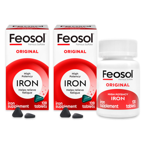 Feosol Original Iron Supplement Tablets, Non-heme, 65mg Iron per Pill, 1 Per Day, 8 Month Supply, for Energy and Immune System Support (120 ct Pack of 2)