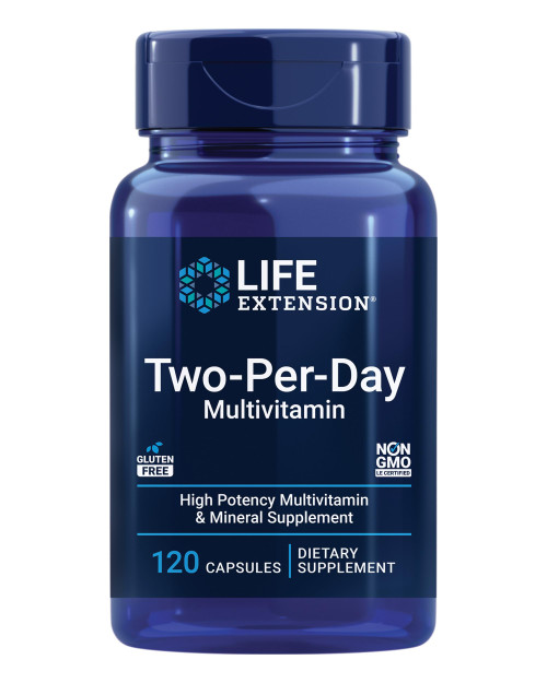Life Extension Two-Per-Day Multivitamin, Vitamins B, C, D, zinc, Packed with Over 25 Vitamins, Minerals & extracts, Two-Month Supply, Non-GMO, Gluten-Free, 120 Capsules