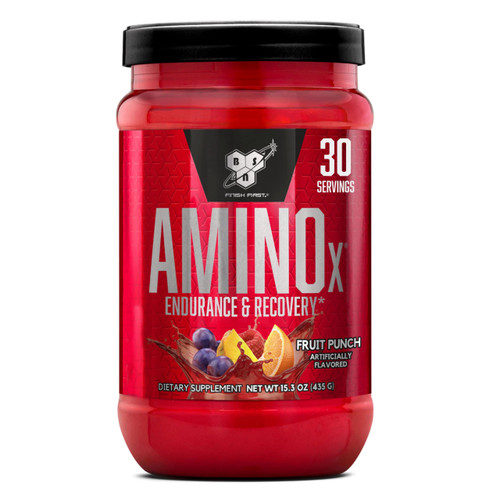 BSN Amino X Muscle Recovery & Endurance Powder, BCAAs, 10 Grams of Amino Acids, Keto Friendly, Caffeine-Free, Support Endurance, Zero Sugar, Fruit Punch, 30 servings, 15.34 Ounce (Packaging May Vary)