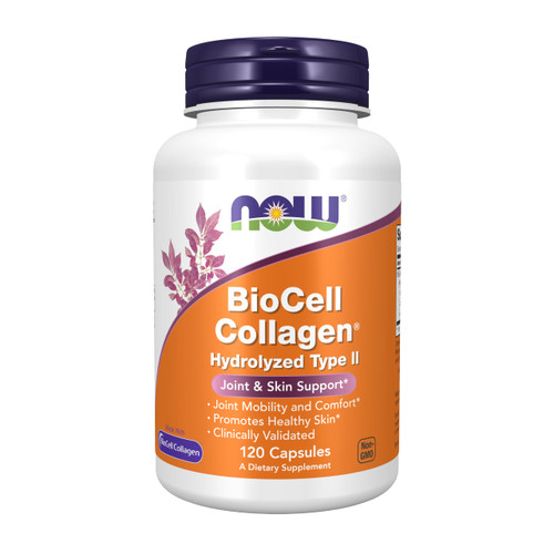 NOW Foods Supplements, BioCell Collagen® Hydrolyzed Type II, Clinically Validated, 120 Veg Capsules