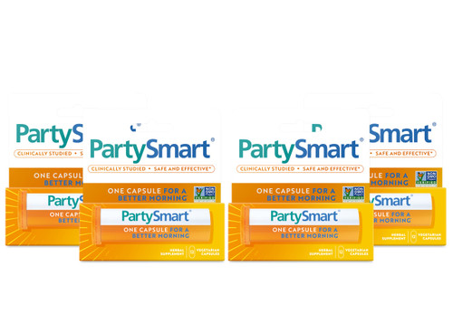 Himalaya PartySmart, 12 Capsule Tube - Alcohol Breakdown Liver Support for a Better Morning After Drinking - Plant Based, Vegan, Non-GMO, Gluten Free, Clinically Studied (Pack of 4)