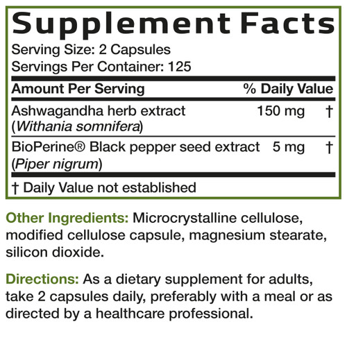 Bronson Ashwagandha Extra Strength Stress & Mood Support with BioPerine - Non GMO Formula, 250 Vegetarian Capsules