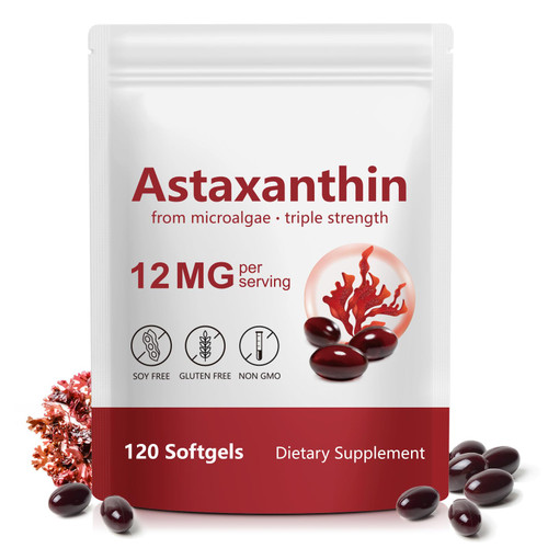 Tiuedu Astaxanthin 12mg, 120 Softgels, 4 Month Supply, Astaxanthin Antioxidant Supplements, Supports Eye, Joint, Internal Circulation, Skin Health