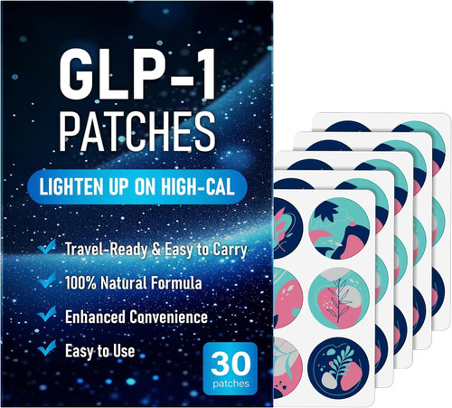 AYOJOY GLP-1 Patches for Women & Men - Natural Ingredients with Berberine, L-Glutamine-blue-30PCS-blue