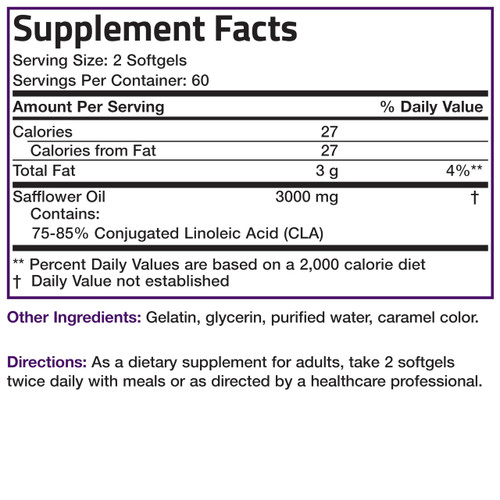 Bronson CLA 3000 Extra High Potency Supports Healthy Weight Management Lean Muscle Mass Non-Stimulating Conjugated Linoleic Acid 120 Softgels