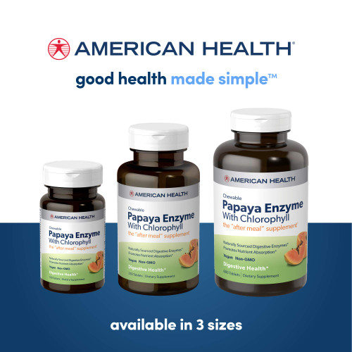 American Health Chewable Papaya Enzyme with Chlorophyll 600 Chwbls