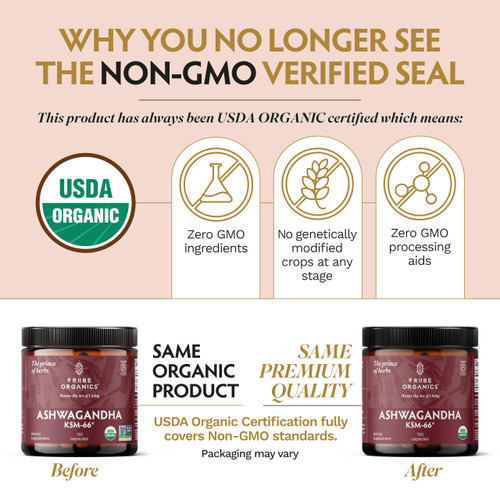 TRIBE ORGANICS Ashwagandha KSM 66 Pure Organic Root Powder Extract Ayurvedic Supplement - Focus, Mood Support, Increase Energy, Strength, 600mg of Natural KSM66 for Superior Absorption - 120 Capsules