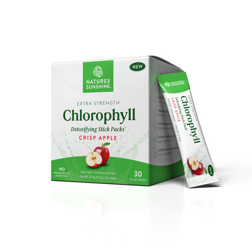 Nature's Sunshine Chlorophyll Stick Packs: Supercharge Your Detox and Boost Gut Health in Convenient, Delicious Stick Packs (Crisp Apple)