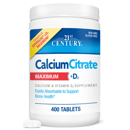 21st Century Vitamins Calcium Citrate Plus D3 Maximum Tablets, 400 Count