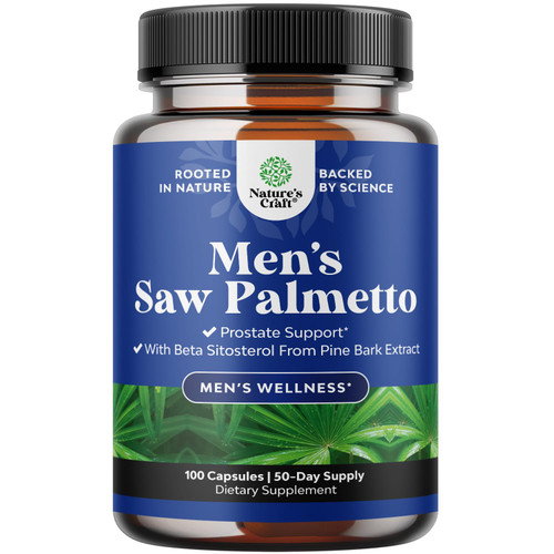 Natures Craft Saw Palmetto for Men with Beta Sitosterol - Saw Palmetto Extract Prostate Health Supplement for Men Bladder Control and Prostate Support - Restoring Hair Supplement - 100 Count