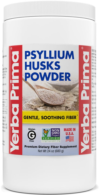 Yerba Prima Psyllium Husk Powder - 24 oz - Fine Ground, Unflavored, Sugar Free - Natural Fiber Supplement - Also for Baking - Contains Both Soluble & Insoluble Bulk for Regularity Support