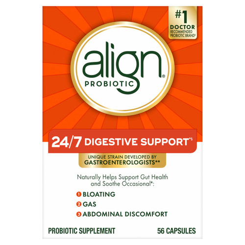 Align Probiotic, 24/7 Digestive Support*§, Probiotics for Women and Men, Probiotics for Digestive Health, Men and Womens Probiotic Capsules Help Relieve Occasional Bloating & Gas*, 56 Capsules
