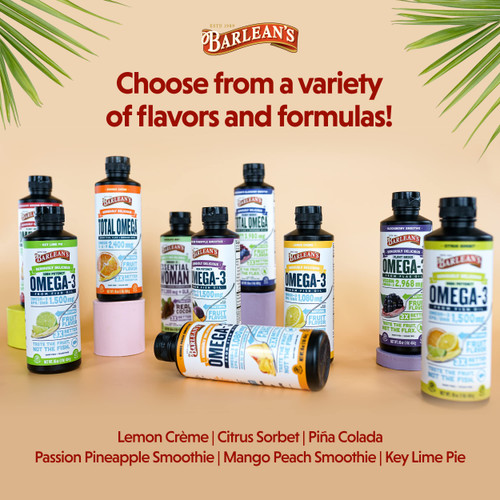 Barlean's Total Omega 3 6 9 Orange Crème Liquid Fish Oil Supplement with Borage and Flaxseed Oil, 2,400 mg of Omegas EPA and DHA Plus GLA for Joint and Heart Health, 8 oz