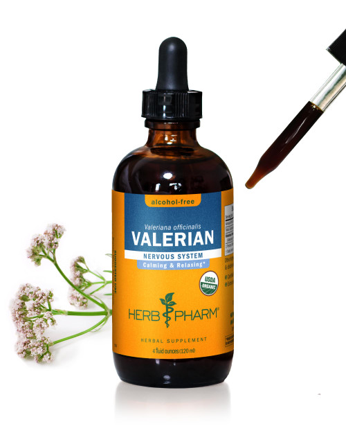 Herb Pharm Certified Organic Valerian Root Liquid Extract for Relaxation and Restful Sleep, Alcohol-Free Glycerite, 4 Ounce