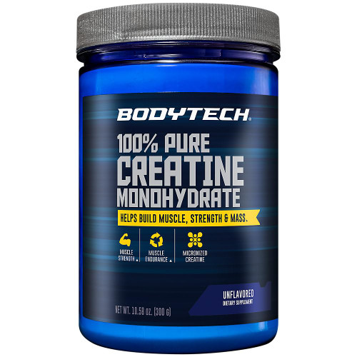 BodyTech Creatine Monohydrate Powder, Unflavored Micronized Creatine Formula for Men and Women, 5g per Serving, Pre Workout & Post Workout Supplement, Gluten Free, Sugar Free, 10.58 Oz, 60 Servings