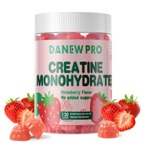 NSF Certified Creatine Gummy 5g - Creatine Monohydrate Gummies for Men & Women, Creatine Monohydrate for Muscle Strength, Muscle Builder, Energy Boost, Pre-Workout Supplement(120 Count)-Strawberry
