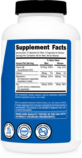 Nutricost ZMA 180 Capsules - Non-GMO and Gluten Free ZMA Supplement