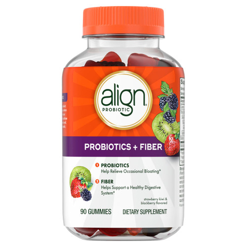 Align Probiotic, Probiotics + Fiber Gummies, Probiotics Help Relieve Occasional Bloating*, Fiber Helps Support a Healthy Digestive System*, #1 Doctor Recommended Probiotic Brand‡, 90 Gummies