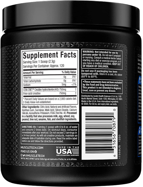 MuscleTech Cell-Tech Creactor - Creatine HCl Formula - Muscle Builder for Men & Women - Creatine HCl + Free-Acid Creatine Supplements - Fruit Punch Extreme, 120 Servings