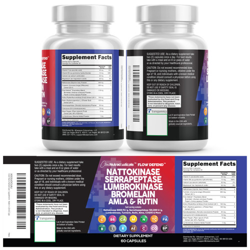 Clean Nutraceuticals Nattokinase 5000 FU Serrapeptase 120000 SPU Lumbrokinase Enzyme Supplement with Bromelain Papain Papaya Enzymes Rutin Extract Amla Magnesium Vitamin B6 & VIT C Capsules