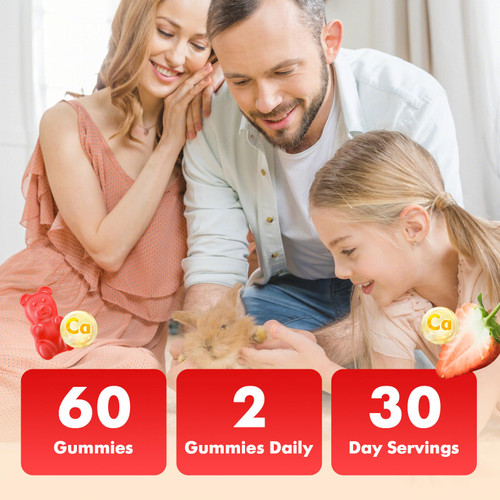 VCCHUYH Calcium Citrate Gummies 1200mg, Chewable Calcium Supplements for Women & Men, Sugar Free Calcium Gummies for Bone, Muscle & Immune Support, Strawberry Flavor 120 Count