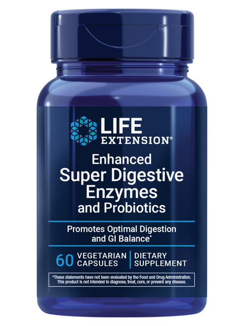 Life Extension Enhanced Super Digestive Enzymes and Probiotics – B. coagulans Probiotic, 10 Digestive Enzymes – Supports Digestion, Comfort & GI Balance – Non-GMO, Vegetarian – 60 Capsules
