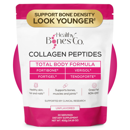 FORTIBONE® Premium Bone Health Collagen Peptides w/FORTIGEL®, VERISOL®, TENDOFORTE® | Clinically-Supported for Bones Joints Skin Hair Nails | Hydrolyzed Collagen Anti-Aging Formula | 30 Servings