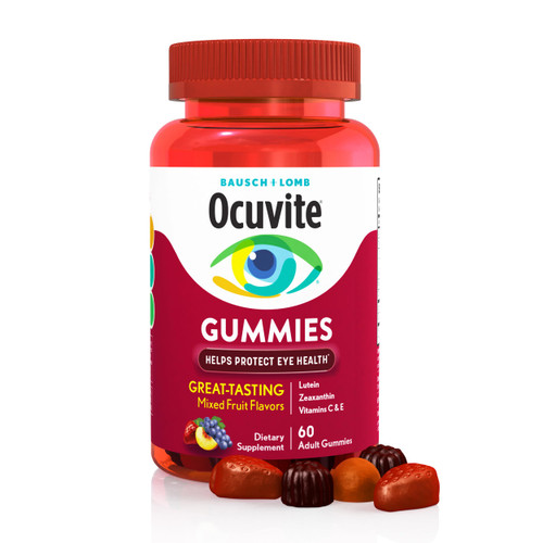 Ocuvite Eye Vitamin & Mineral Supplement, Gummy Multivitamin for Eyes, Zinc, Vitamin C & E, Lutein & Zeaxanthin Supplements for Vision Support for Adults, 60 Gummies