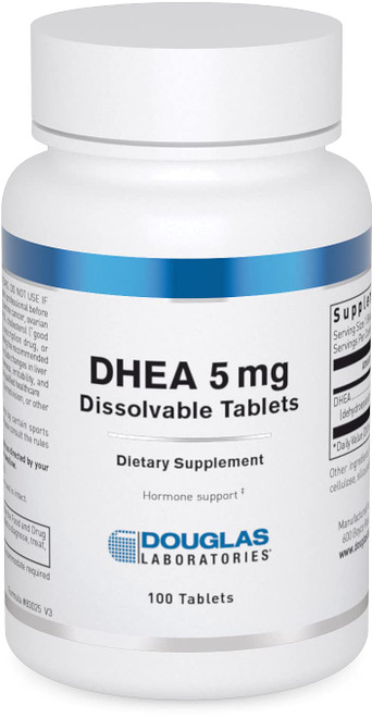 Douglas Laboratories DHEA 5 mg Dissolvable Tablets - Supports Hormone Balance, Immunity, Brain, Bone Health & Metabolism* - Non-GMO - 100 Tablets