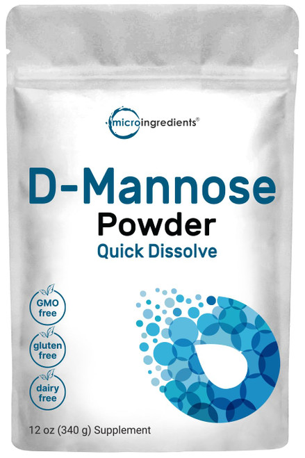 Micro Ingredients D Mannose Powder, Pure Mannose Supplement, Quick Water Soluble, Support Urinary Tract Cleanse & Bladder Health, Premium Mannose for Women and Men, Vegan Friendly.