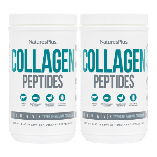NaturesPlus Collagen Peptides - 0.65 lbs Powder, Pack of 2 - Hair, Skin, Nail & Joint Health, Immune System Support - Non-GMO, Gluten Free - Up to 56 Total Servings