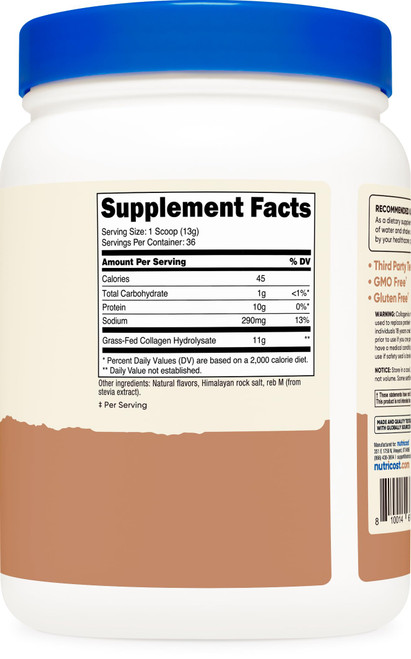 Nutricost Collagen Peptides Powder 1LB (454 G) (Salted Caramel) - Grass Fed Bovine Collagen Hydrolysate