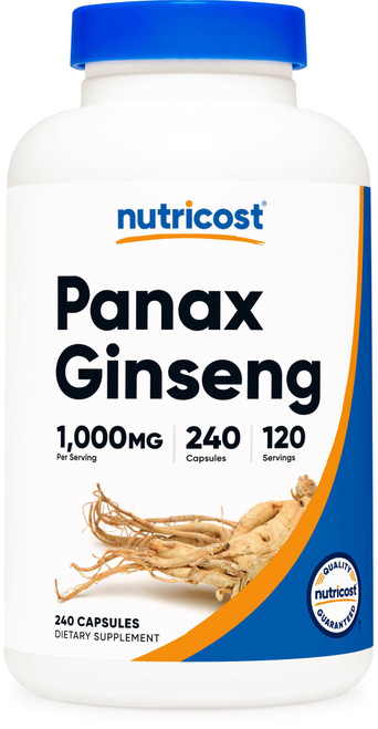 Nutricost Panax Ginseng 1000mg, 240 Capsules - Non GMO, Gluten Free, 120 Servings