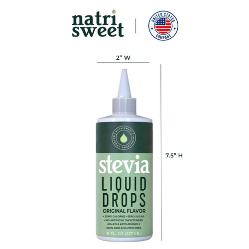 Stevia Liquid Drops, 8 Fl oz, 1823 Servings, Pure Concentrated Drops with Zero Calories & Zero Carbs, Delicious Sugar Substitute Great for Keto & Paleo Diets, by Natrisweet