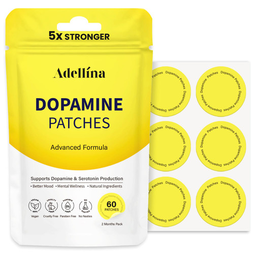 Adellina Dopamine Patches Extra Strength 60 Count: Mood Boost Patches for Daily Mental Wellness - Supports Dopamine & Serotonin Balance for Men Women, 2Months Pack