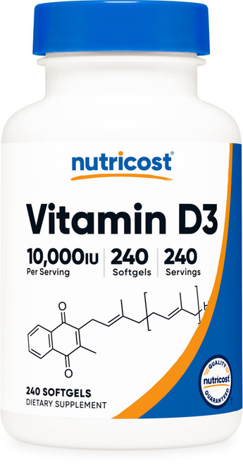 Nutricost Vitamin D3 10,000 IU, 240 Softgel Capsules - Potent, Non-GMO, Gluten Free Vitamin D