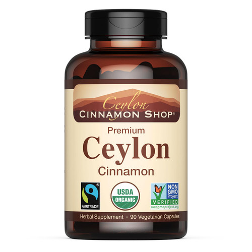 Ceylon Cinnamon Shop Organic Ceylon Cinnamon (100% Certified) Supplement - 90 Capsules