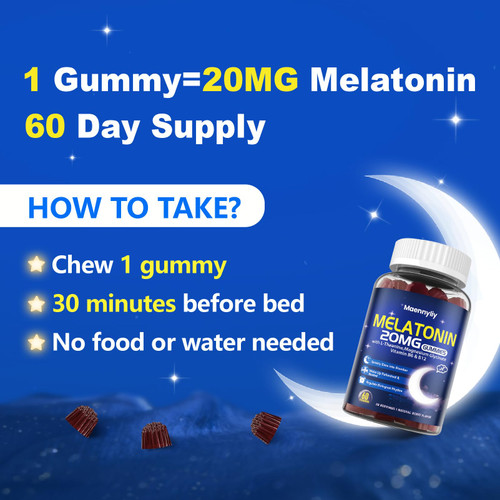 Melatonin 20mg Gummies for Adults - Sugar Free Melatonin Gummies Extra Strength with L-Theanine, Magnesium, Ashwagandha, Turmeric, D3 & Zinc - Non-Habit Forming