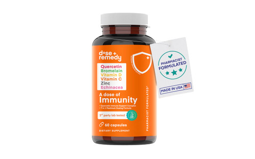 A Dose of Immunity Quercetin with Vitamin C and Zinc, Vitamin D, 500mg Quercetin Bromelain with Echinacea & B Vitamins (60 Count)