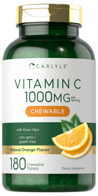 Carlyle Vitamin C Chewables | 1000mg | 180 Tablets | Vegetarian, Non-GMO, Gluten Free Supplement