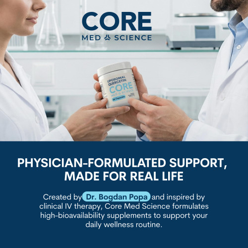 Core Med Science Liposomal Vitamin C 1000mg, 60 Capsules - Non-GMO Natural Liposomal Vitamin C Supplement That Promotes Healthy Skin - Immune System Booster for Adults, Supports Collagen Formation