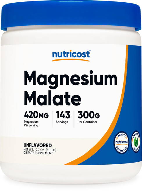 Nutricost Magnesium Malate Powder (300g) - 420mg of Magnesium Per Serving - Non-GMO, Gluten Free