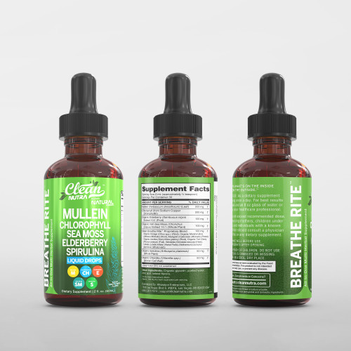 Clean Nutra Mullein Drops for Lungs Organic Chlorophyll Liquid Irish Sea Moss, Spirulina, Licorice, Tart Cherry Lobelia, Motherwort & Elderberry Mullein Leaf Extract Tincture Men Women Supplement