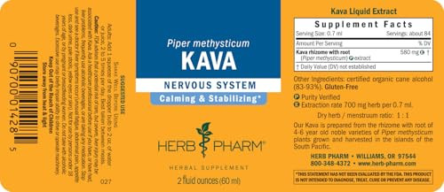 Herb Pharm Kava Root Liquid Extract to Reduce Stress and Promote Relaxation - 2 Ounce