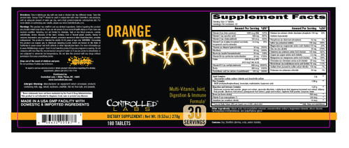 CONTROLLED LABS Orange Triad Daily Multivitamin, Iron Free Sports Supplement for Workout, Digestion, Immune, and Joints, 30 serv - Tablets (180 Count (Pack of 1))